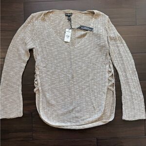 EXPRESS Beige Laced-up Side Knit Sweater/Blouse Size XS - NWT